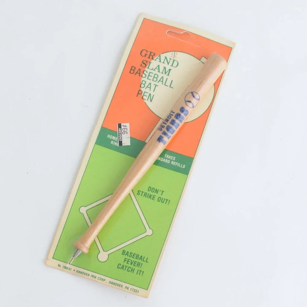 Vintage 80's Rare Sock-O Detroit Tigers Mini Bat Wood  Pen Baseball MLB Unopened